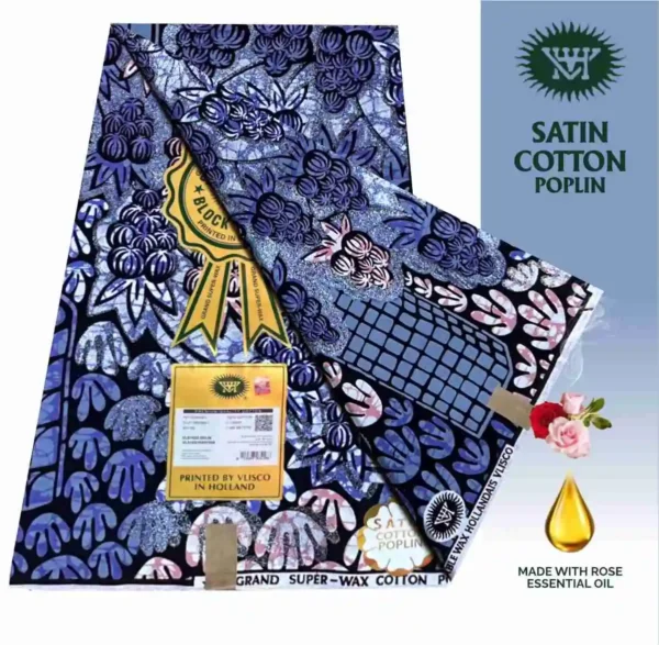 Vlisco Holland Cotton Wax Oct 25 Design – Airforce Blue