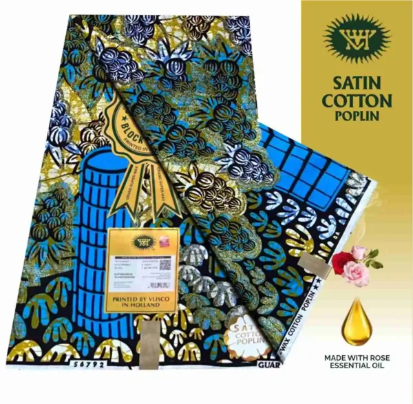 Vlisco Holland Cotton Wax Oct 25 Design – Golden Blue