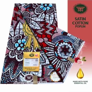 Vlisco Holland Cotton Wax Oct 25 Design – Silver Red