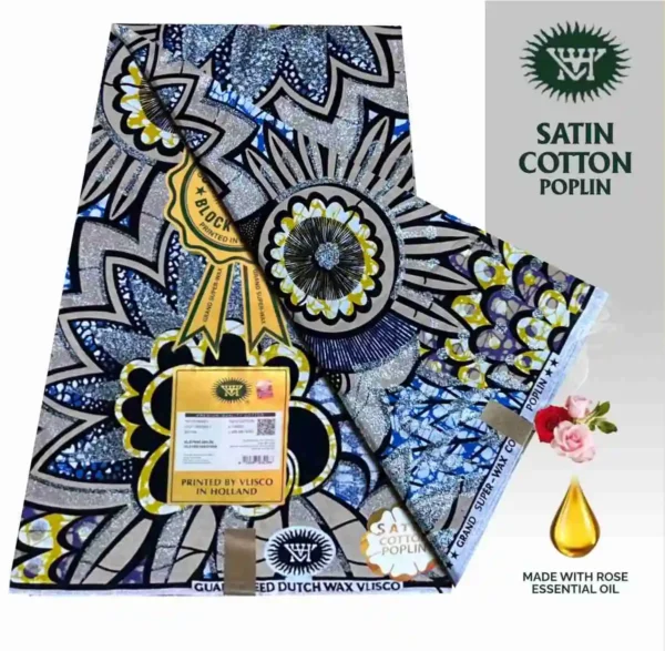 Vlisco Holland Cotton Wax Oct 25 Design – Silver